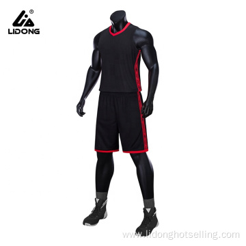 Men 100% Polyester Black Basketball Jersey And Short